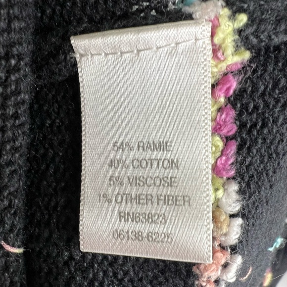 CJ Banks hand embroidered zip up cardigan sweater vest black pastel 2X ramie - Picture 8 of 8